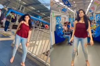 Girl dance in metro station Hyderabad