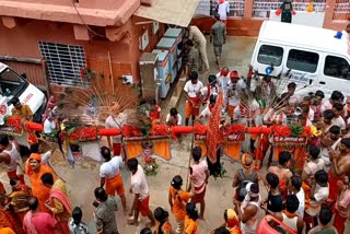 Devotees reached Deoghar with 54 feet kanwa