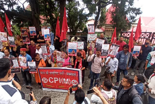 CPI M protest in Shimla against GST hike