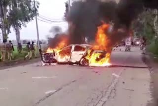 fire in car in radur