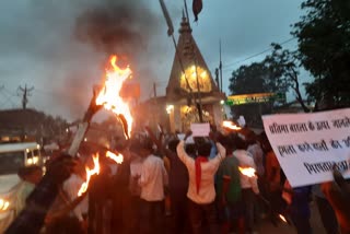 Villagers take out torch procession