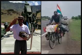 A retired soldier brought soil from Kargil to Bangalore through cycle trip
