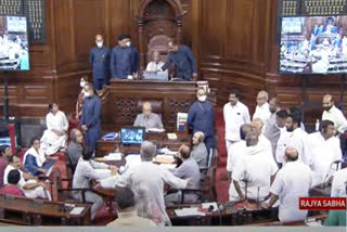 protesting in well of the house  rajyasabha mp suspension  aa rahim suspension  lok sabha mp suspension  രാജ്യസഭയിൽ എംപിമാർക്ക് സസ്‌പെൻഷൻ  എംപി പ്രതിഷേധം സസ്‌പെൻഷൻ  എ എ റഹിം സസ്‌പെൻഷൻ