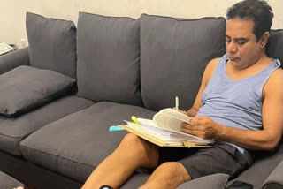 Minister KTR Doing Work From Home due to ankle ligament