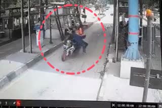 bike hit toll lady worker