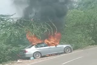 fire in bmw car in panchkula