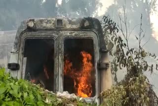 five ambulances burnt down