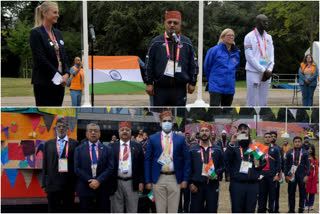 Commonwealth Games  Commonwealth Games 2022  Indian Flag Hoisted at the Games Village  Birmingham Birmingham Commonwealth Games  ബിര്‍മിങ്‌ഹാം കോമണ്‍വെല്‍ത്ത് ഗെയിംസ്  ഗെയിംസ് വില്ലേജില്‍ ഇന്ത്യന്‍ പതാക  കോമണ്‍വെല്‍ത്ത് ഗെയിംസ്  കോമണ്‍വെല്‍ത്ത് ഗെയിംസ് 2022