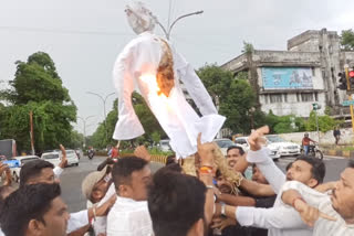 effigy of Adhir Ranjan Chaudhary was burnt
