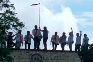 ABVP protest in support of their demands, ABVP flag hoisted on Raj University