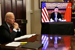 Those Who Play With Fire Eventually Get Burned  Xi Tells Biden On Taiwan  President Joe Biden and Chinese counterpart Xi Jinping meeting  America President Joe Biden news  Chinese counterpart Xi Jinping news  ಬೆಂಕಿಯೊಂದಿಗೆ ಆಡುವವರು ಅಂತಿಮವಾಗಿ ಸುಟ್ಟು ಹೋಗುತ್ತಾರೆ  ಅಮೆರಿಕಾ ಅಧ್ಯಕ್ಷ ಬೈಡನ್​ಗೆ ಎಚ್ಚರಿಕೆ ನೀಡಿದ ಚೀನಾದ ಅಧ್ಯಕ್ಷ ಕ್ಸಿ ಜಿನ್​ಪಿಂಗ್​ ಚೀನಾ ಅಧ್ಯಕ್ಷ ಕ್ಸಿ ಜಿನ್‌ಪಿಂಗ್ ಸುದ್ದಿ  ಅಮೆರಿಕ ಅಧ್ಯಕ್ಷ ಜೋ ಬೈಡೆನ್ ಸುದ್ದಿ