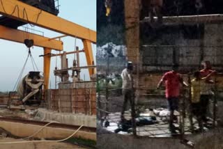 Five Labors Died on the spot when the crane's wire is broken in Palamuru-Rangareddy Lift Irrigation Works  Palamuru Rangareddy Lift Irrigation  Palamuru Rangareddy Lift Irrigation Five Labors Died  തെലങ്കാനയില്‍ ജലസേചന പദ്ധതിയുടെ ക്രെയിന്‍ തകര്‍ന്ന് അഞ്ച് മരണം  തെലങ്കാന ജലസേചന പദ്ധതി  ക്രെയിന്‍ തകര്‍ന്ന് മരണം  പാലമുരു രംഗറെഡ്ഡി ജലസേചന പദ്ധതി