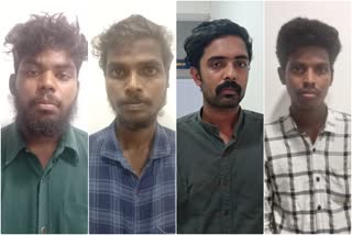 dispute on dog bought for Rs 4000 palakkad  The group that broke into the house and attacked the youth was arrested  four youth arrested at Palakkad  four men attack youth at Palakkad  പാലക്കാട് 4000 രൂപക്ക് വാങ്ങിയ നായയുടെ പേരില്‍ തര്‍ക്കം  പാലക്കാട് യുവാവിനെ വീടുകയറി ആക്രമിച്ചു  പാലക്കാട് കുളപ്പുള്ളിയിലെ ആക്രമിച്ച സംഘം അറസ്റ്റില്‍