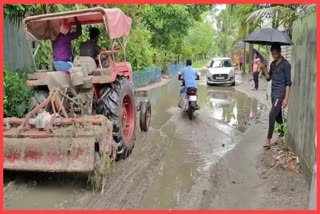 Students protest over construction of road at Kalgachia in Barpeta