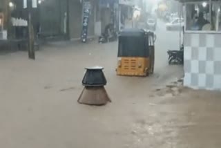 Handis of biryani washed away by rainwater