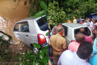 thiruvalla road accident  three dies in road accident  car crashes and overturns at thiruvalla  father daughters dies in road accident  തിരുവല്ല വാഹനാപകടം  തിരുവല്ല കാര്‍ തോട്ടിലേക്ക് മറിഞ്ഞു  കല്ലുപാലത്ത് കാര്‍ നിയന്ത്രണം വിട്ട് തോട്ടിലേക്ക് മറിഞ്ഞു  അച്ഛനും പെണ്‍മക്കളും അപകടത്തില്‍ മരിച്ചു  ഒരു കുടുംബത്തിലെ മൂന്ന് പേര്‍ അപകടത്തില്‍ മരിച്ചു