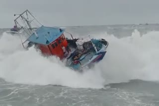 boat stuck in storm kanyakumari