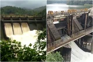 Water levels rise in Idukki dam  blue and red alerts on dams idukki  heavy rainfall in Idukki  heavy rainfall in idukki high range  ഇടുക്കിയിലെ അണക്കെട്ടുകളില്‍ ജലനിരപ്പുയരുന്നു  ഇടുക്കിയിലെ അണക്കെട്ടുകളില്‍ ബ്ലൂ റെഡ് അലര്‍ട്ടുകള്‍  ഇടുക്കിയില്‍ ശക്തമായ മഴ