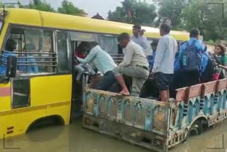 School Bus Stuck in Fatehpur