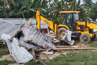The madrasa in Assam's Morigaon district from where its head mufti was arrested for his alleged links with Bangladesh terror outfit Ansarul Islam has been demolished on Thursday.