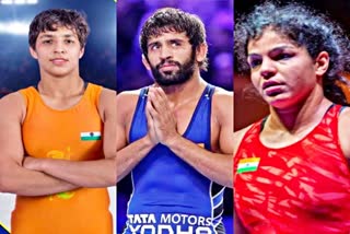 Etv Bharat Bajrang Punia Sakshi Malik Anshu Malik Indian wrestler at CWG Indian wrestlers at Commonwealth Games Birmingham Games 2022