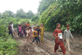 knee deep mud between home to school