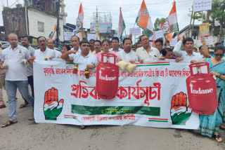 Jorhat state congress protest against due to price hike in Assam