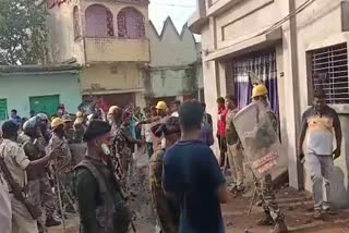 Firing after stone pelting between two group