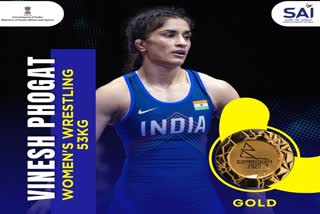 Commonwealth Games 2022  Vinesh Phogat won gold medal  विनेश फोगाट भी स्वर्ण जीतीं  कुश्ती में विनेश फोगाट ने जीता सोना  कॉमनेवल्थ गेम्स 2022  भारतीय महिला पहलवान विनेश फोगाट