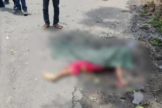 elder woman accident at Navegaon fork on Amgaon-Kamtha road