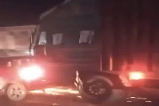 sp leader devenra singh yadav car hit by truck