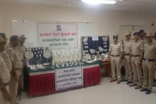 Police team with seized items