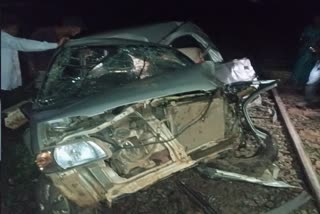 Car collided with engine while crossing Balodabazar railway crossing