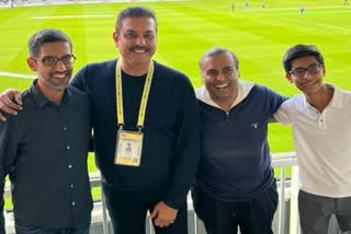 Ravi Shastri Watches Cricket Game With Mukesh Ambani and Sundar Pichai