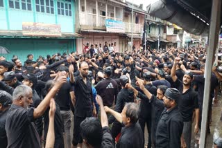 Hazrat Imam Hussain Procession in pouring rain on behalf of Shia Muslim community