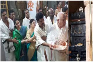 Yediyurappa family visits Sri Guru Raghavendra Swami temple  Sri Guru Raghavendra Swami temple at Mantralaya  former CM Yediyurappa family  ಶ್ರೀಗುರು ರಾಘವೇಂದ್ರ ಸ್ವಾಮಿಗಳ ರಾಯರ 351ನೇ ಆರಾಧನಾ ಸಂಭ್ರಮ  ಮಾಜಿ ಮುಖ್ಯಮಂತ್ರಿ ಬಿಎಸ್ ಯಡಿಯೂರಪ್ಪ ಕುಟುಂಬ  ಶ್ರೀ ಮಂಚಲಮ್ಮ ದೇವಿ ದರ್ಶನ  ರಾಯರ ಬೃಂದವನ ದರ್ಶನ ಪಡೆದ ಯಡಿಯೂರಪ್ಪ  ಮಾಜಿ ಸಿಎಂ ಬಿಎಸ್​ ಯಡಿಯೂರಪ್ಪ  ಕುಟುಂಬ ಸಮೇತ ರಾಯರ ದರ್ಶನ ಪಡೆದ ಮಾಜಿ ಸಿಎಂ ಬಿಎಸ್​ ಯಡಿಯೂರಪ್ಪ