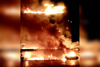 Fire breaks out in Gujarat hotel  massive fire broke out at Alento Hotel near Jamnagar  Gujrat news  ಧಗಧಗನೇ ಬೆಂಕಿಯಿಂದ ಹೊತ್ತಿ ಉರಿದ ಬೃಹತ್​ ಹೋಟೆಲ್  ಸಿಕ್ಕಾ ಪಾಟಿಯಾ ಸಮೀಪದ ಹೋಟೆಲ್‌ನಲ್ಲಿ ಹಠಾತ್ ಬೆಂಕಿ  ಗುಜರಾತ್​ನ ಜಾಮ್‌ನಗರದ ಹೋಟೆಲ್‌ವೊಂದರಲ್ಲಿ ಭಾರೀ ಬೆಂಕಿ  ಶಾರ್ಟ್ ಸರ್ಕ್ಯೂರ್ಟ್​ನಿಂದಾಗಿ ಅಲೆಂಟೊ ಹೋಟೆಲ್​ನಲ್ಲಿ ಬೆಂಕಿ