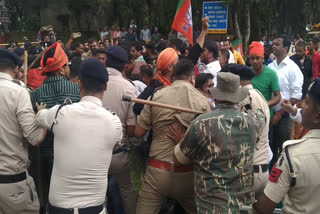 BJP Yuva Morcha took out a foot march