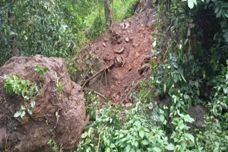 DUE TO HEAVY RAINFALL PIECE OF A MOUNTAIN FALL ON ROAD IN RAYAGADA