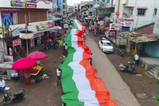 321 feet long tricolor rally in Lonand town of Satara