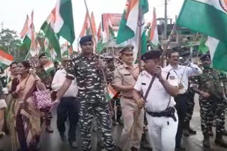 crpf and police march on streets of moran