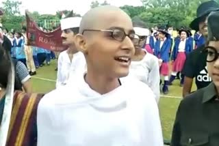 Girl shaved as Mahatma Gandhi