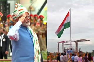 flag hoisting ceremony in Delhi  PM Narendra Modi speech  flag hoisting ceremony  Independence day  Indian Independence Day  ದೇಶಾದ್ಯಂತ ಸಂಭ್ರದಿಂದ 75ನೇ ಸ್ವಾತಂತ್ರ್ಯ ದಿನಾಚರಣೆ  ಧ್ವಜಾರೋಹಣ ಮಾಡಿರುವ ಪ್ರಧಾನಿ ಮೋದಿ  ಸ್ವಾತಂತ್ರ್ಯ ದಿನಾಚರಣೆ ಅಮೃತ ಮಹೋತ್ಸವ