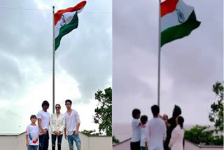 AbRam, youngest son of SRK hoist Tricolour at Mannat