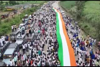 independence day big national flag Rally in Dharwad