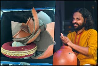 Musicians ghatam smashed on flight