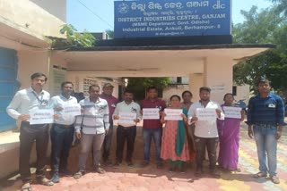 Protest by contract workers for  abolish of contractual appointment rule wearing black batches