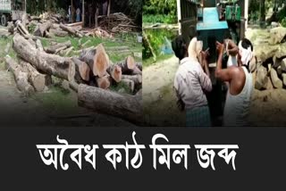 Large Quantity of wood seized with Woodmill at manikpur in Bongaigaon