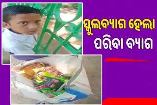 ଛାତ୍ରଙ୍କ କାନ୍ଧରେ ସ୍କୁଲ ବ୍ୟାଗ ବଦଳରେ ସଉଦା ବ୍ୟାଗ