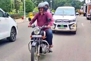 mp renukacharya bullet ride